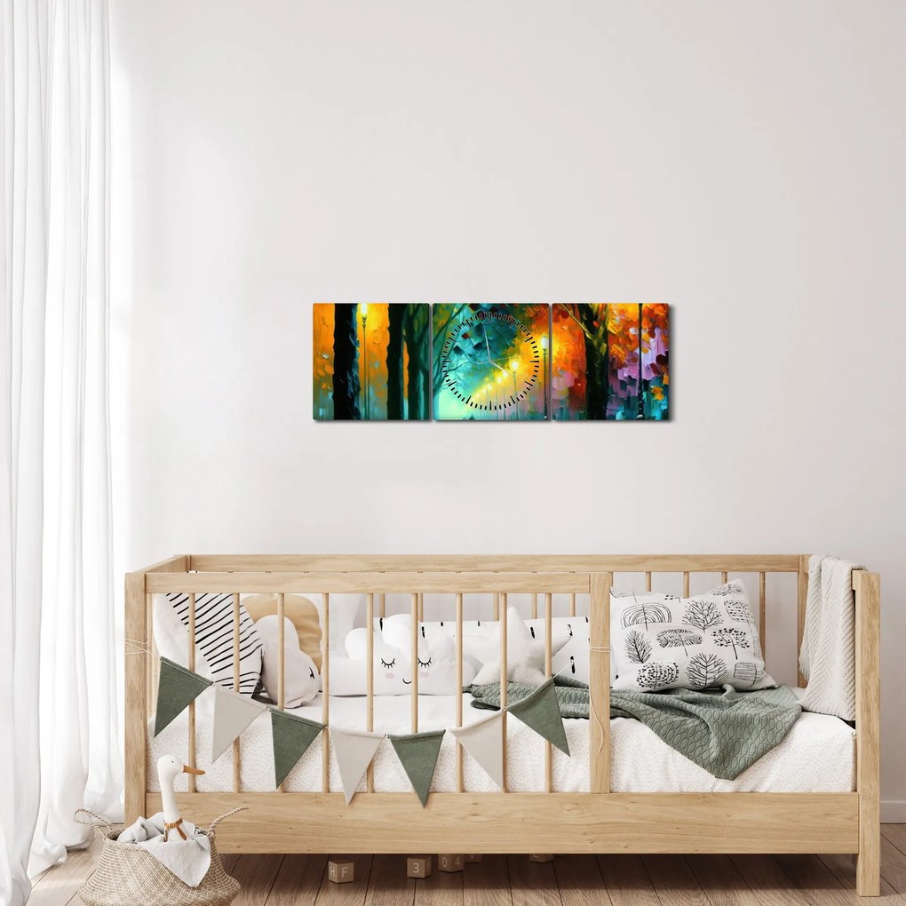 Tablou - Plimbare de noapte (cu ceas) (90x30 cm)