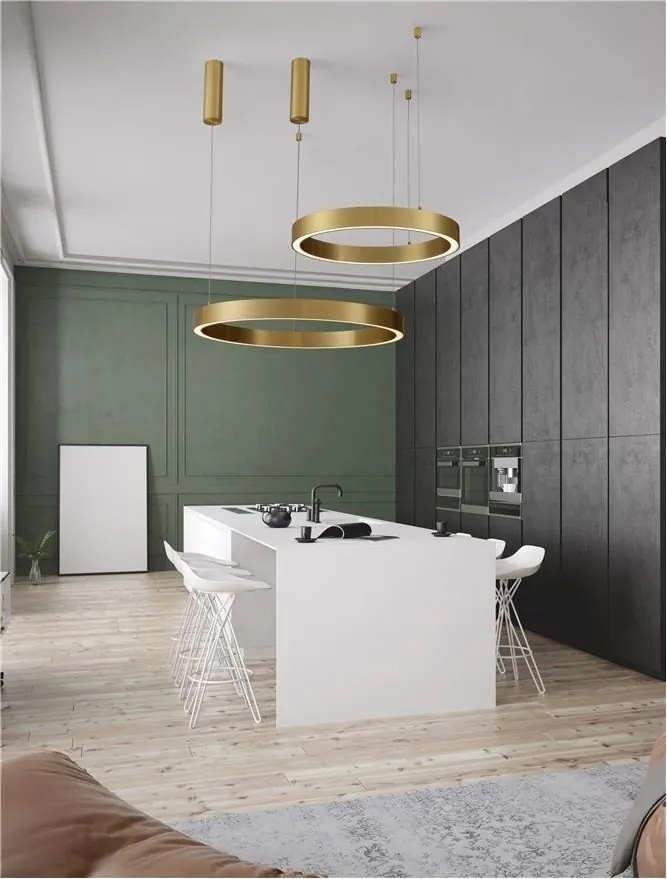 Lustra LED suspendata design circular STING Bronz 80cm