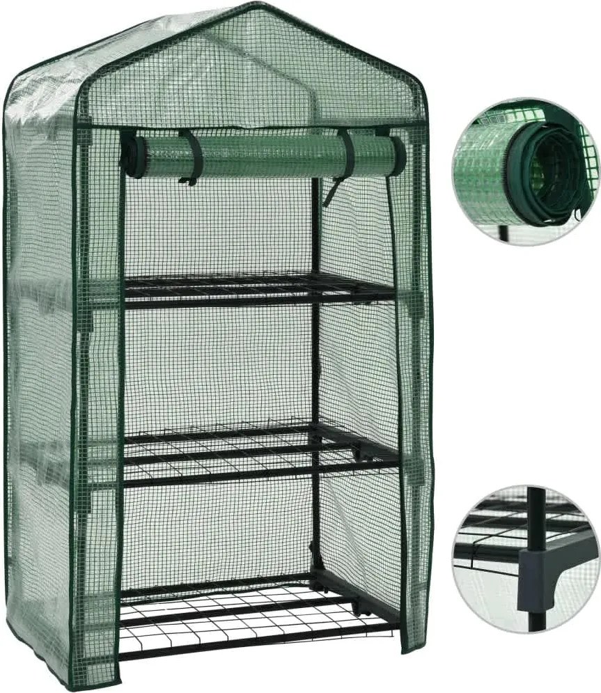 vidaXL Mini seră cu 3 niveluri, 69 x 49 x 125 cm