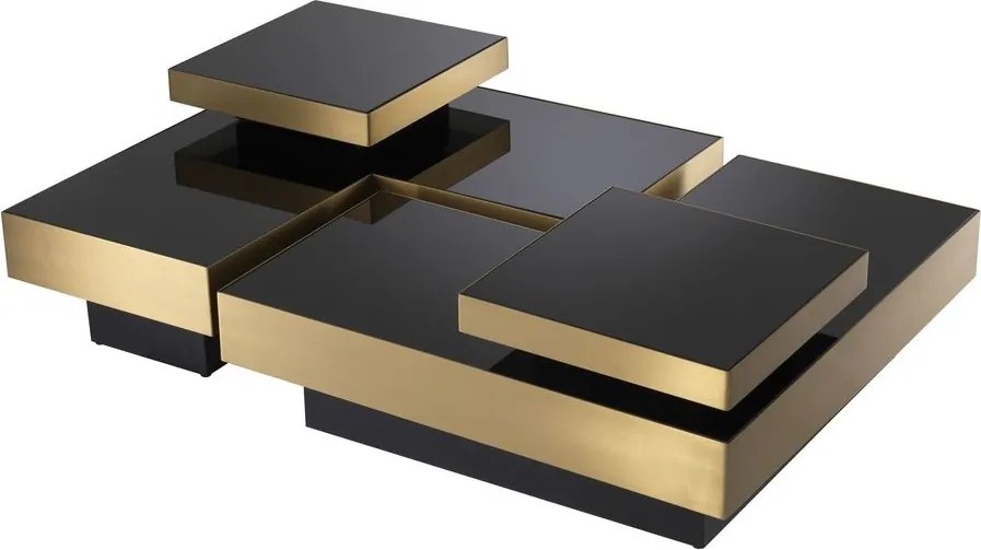 Set 4 masute de cafea design elegant Nio, alama-negru 113961 HZ