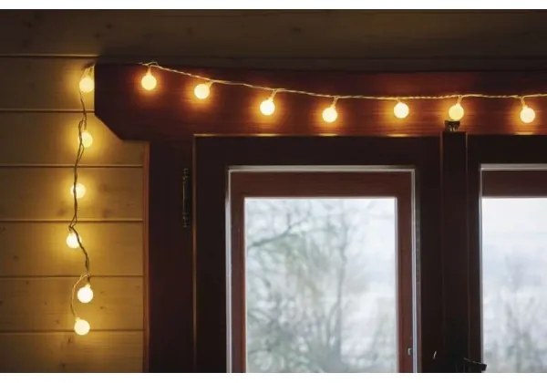 Ghirlandă LED pentru exterior, 40xLED/9m, IP44, alb cald