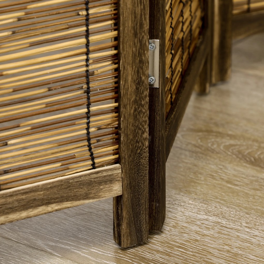 HOMCOM Paravent din lemn separator de cameră perete de separare pliabil cu 4 panouri 160 x 170 cm - natural | Aosom Romania