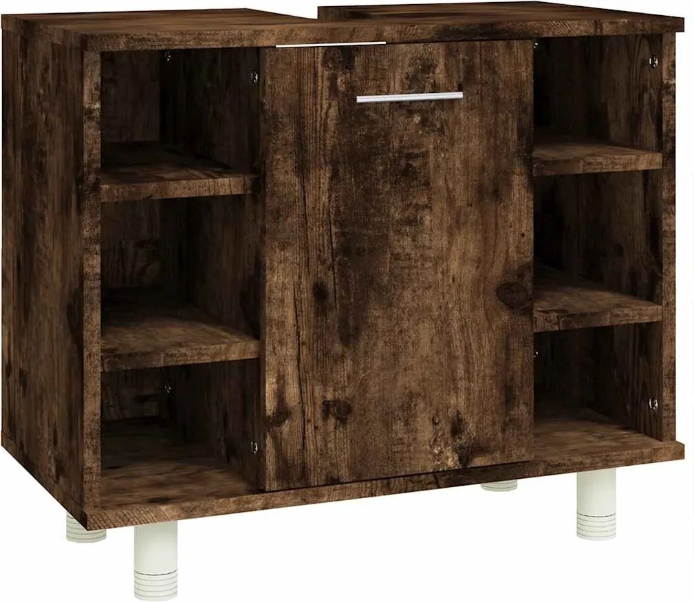 vidaXL Dulap de baie, stejar fumuriu, 60x32x53,5 cm, lemn compozit