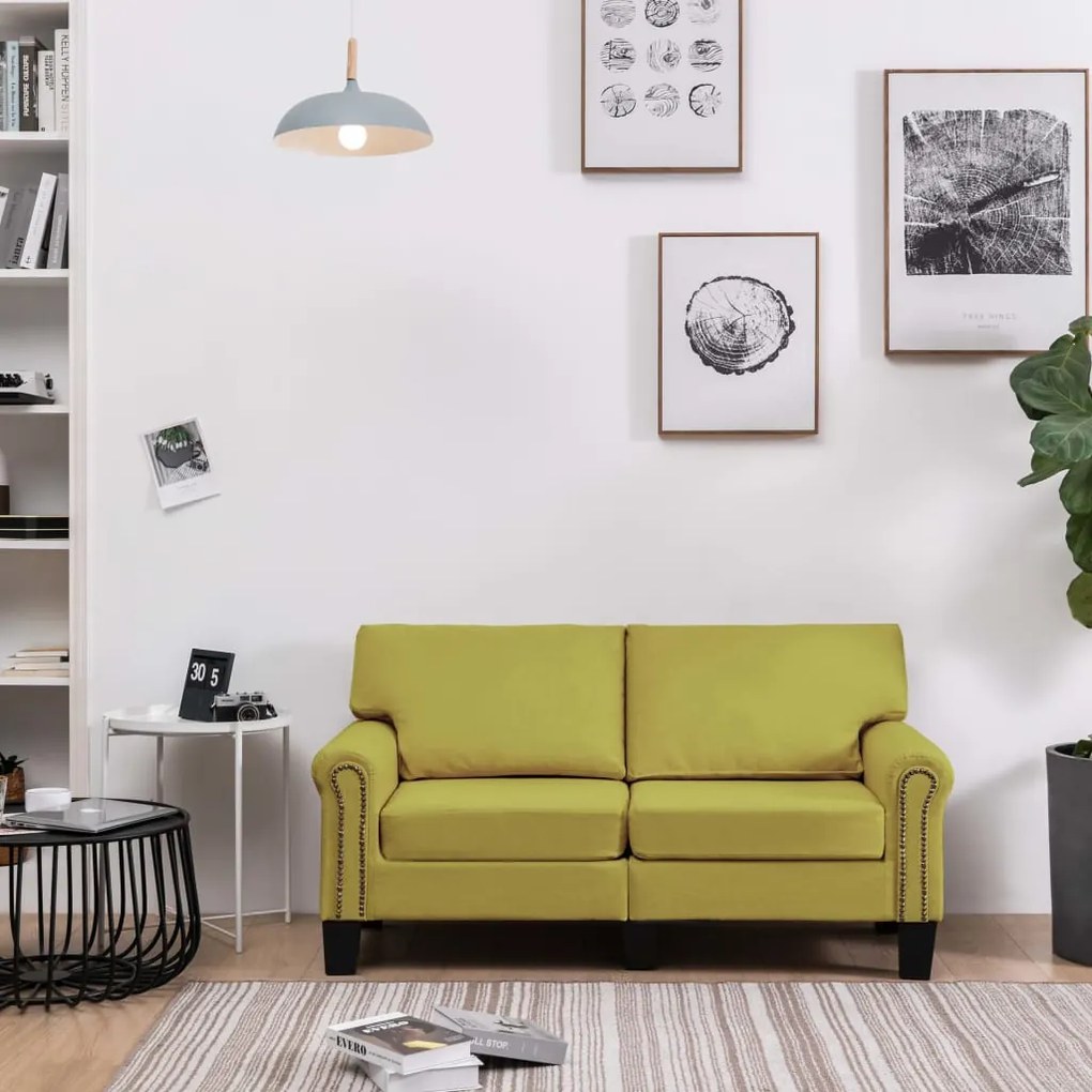 287155 vidaXL Canapea cu 2 locuri, verde, material textil