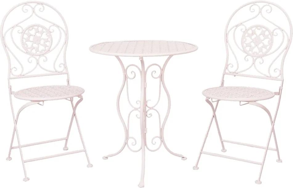 Set  mobilier gradina 2 scaune pliabile si masa fier forjat alb Garden