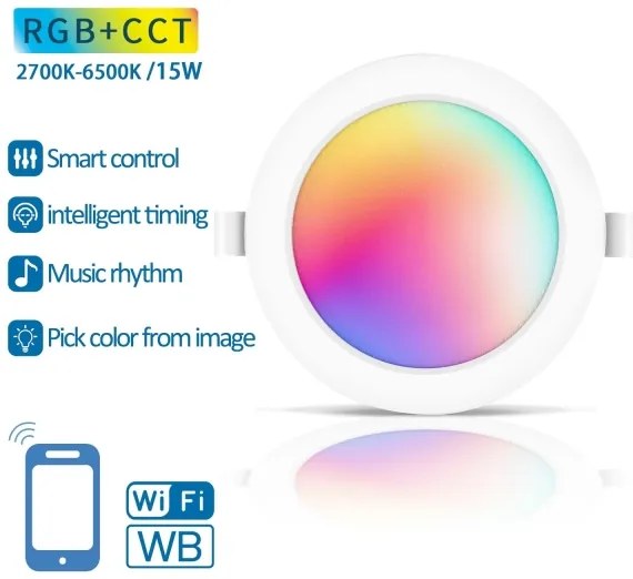 Aigostar -LED RGBW Corp de iluminat încastrat dimabil LED/15W/230V 2700-6500K Wi-Fi