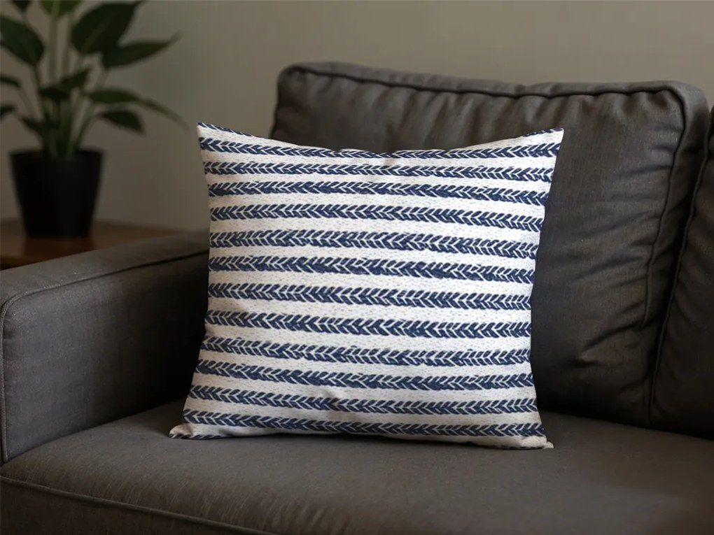 Fata de perna din policoton NAVYSTA POLY 45x45 cm, albastru-alb