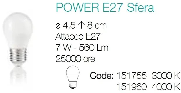 Bec LED POWER E27 7W SFERA 4000K 151960