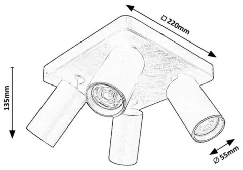 Rabalux YORLI 73084 - Spot cu 4 x GU10, 7 W, 230 V, negru