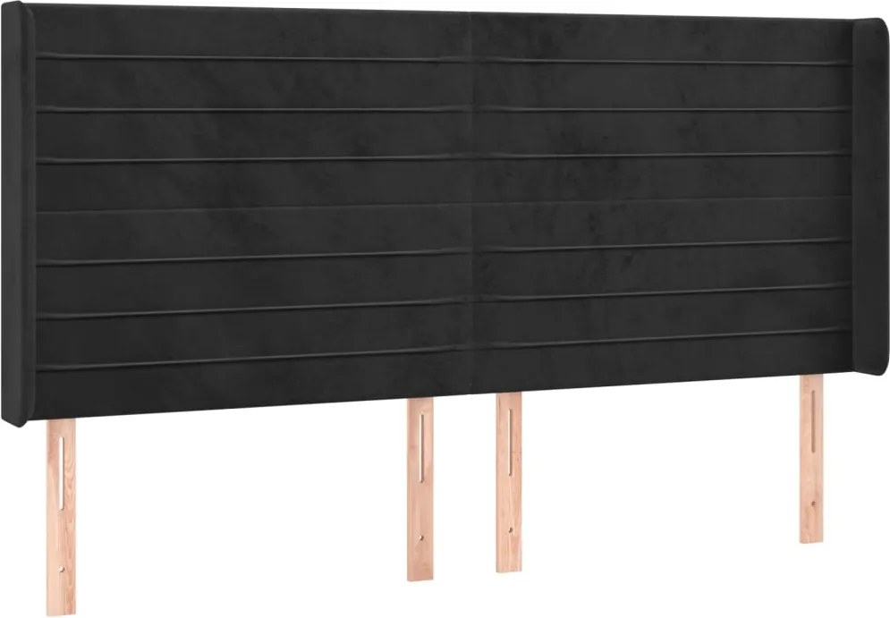 vidaXL Tăblie de pat cu aripioare, negru, 163x16x118/128 cm, catifea