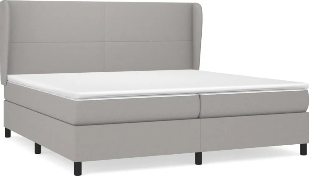 vidaXL Pat box spring cu saltea, gri deschis, 200x200 cm, textil