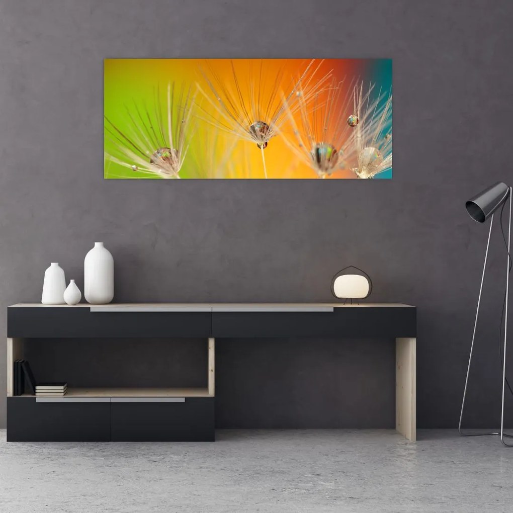 Tablou cu picături pe plantă (120x50 cm)