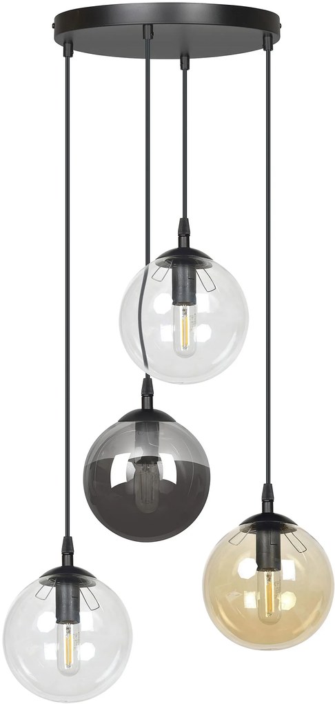 Emibig Cosmo lampă suspendată 4x40 W negru-transparent-chihlimbar-grafit 714/4PREM