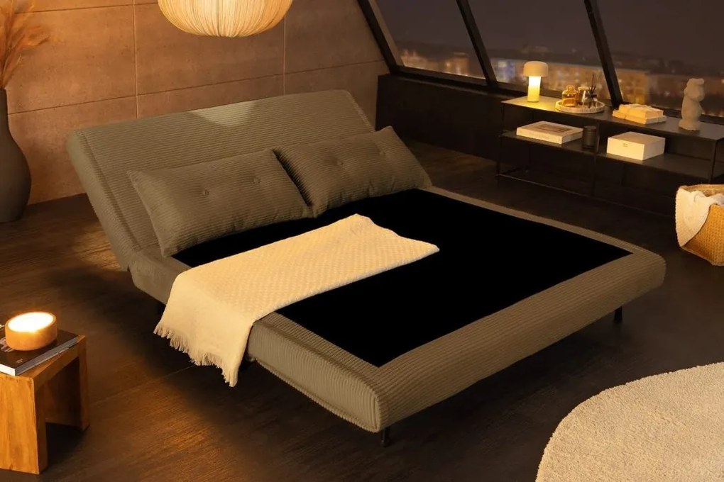 Fotoliu Pat SMART MULTIFUNCTION 140cm catifea raiata verde