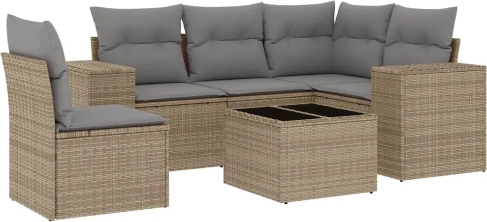 vidaXL Set canapele de grădină cu perne, 6 piese, bej, poliratan
