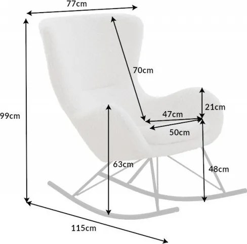 Scaun balansoar modern Scandinavia boucle alb