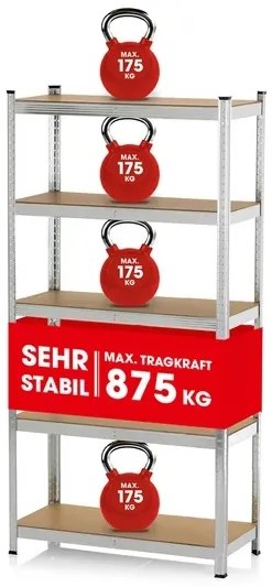 Raft metalic 180x90x40 cm, cu 5 polite din pfl, greutate mare EASYMAXX Perfect Home DS11768-L
