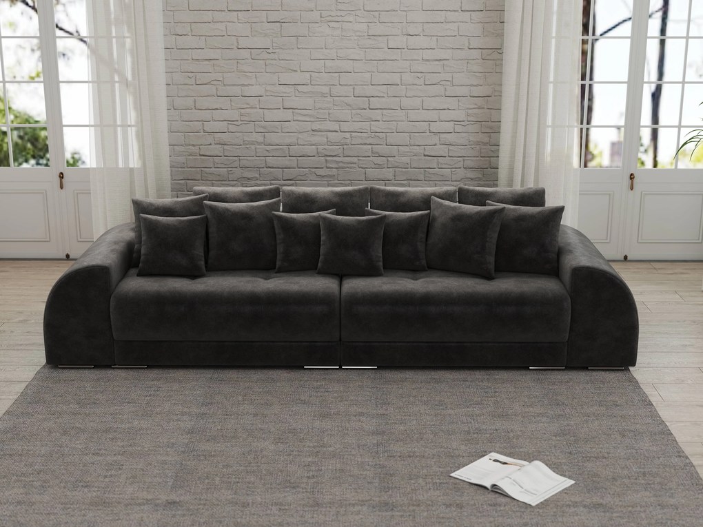 Canapea extensibilă dumonde cu 2 lăzi de depozitare si sezut confortabil din spuma high-density, Verona Tobago Anthracit 310x100 cm