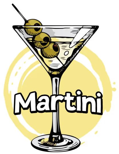 Fotografie Martini glass with olives. Hand drawn, Vera Orlova