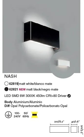 Aplica LED ambientala NASH 8W neagra 62821