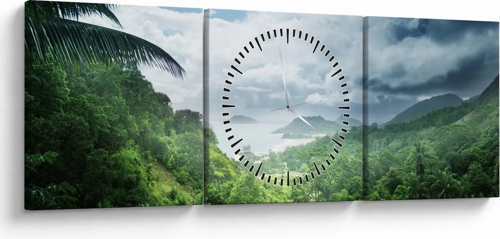 Tablou -Jungla din Seychelles (cu ceas) (90x30 cm)