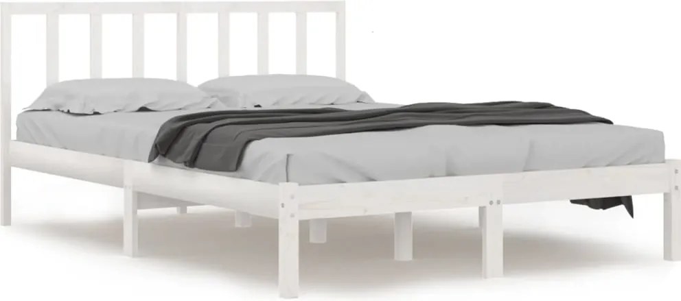 vidaXL Cadru de pat, alb, 140x200 cm, lemn masiv de pin