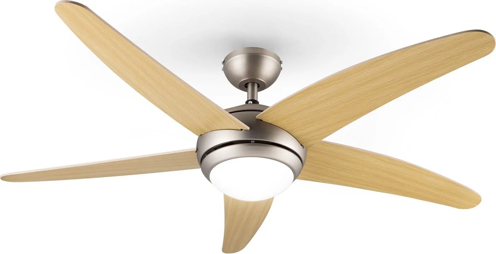 Klarstein Bolero, 55W, ventilator de tavan cu lampă, 134 cm, brațe din lemn de arțar, telecomandă