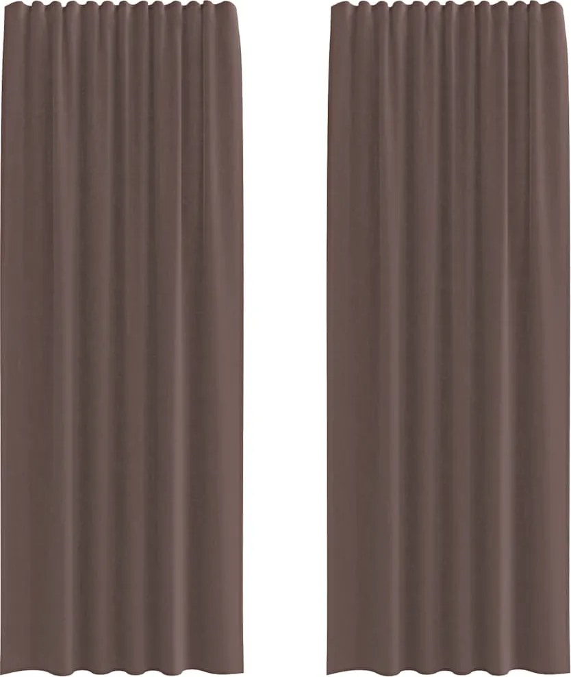 vidaXL Perdele Voile cu buzunare pentru bare 2 buc Maro
