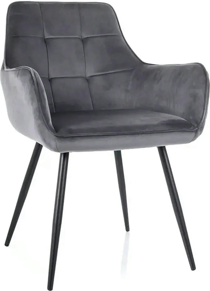 Scaun gri inchis LEMON, stofa catifelata/metal, 57x47x85 cm