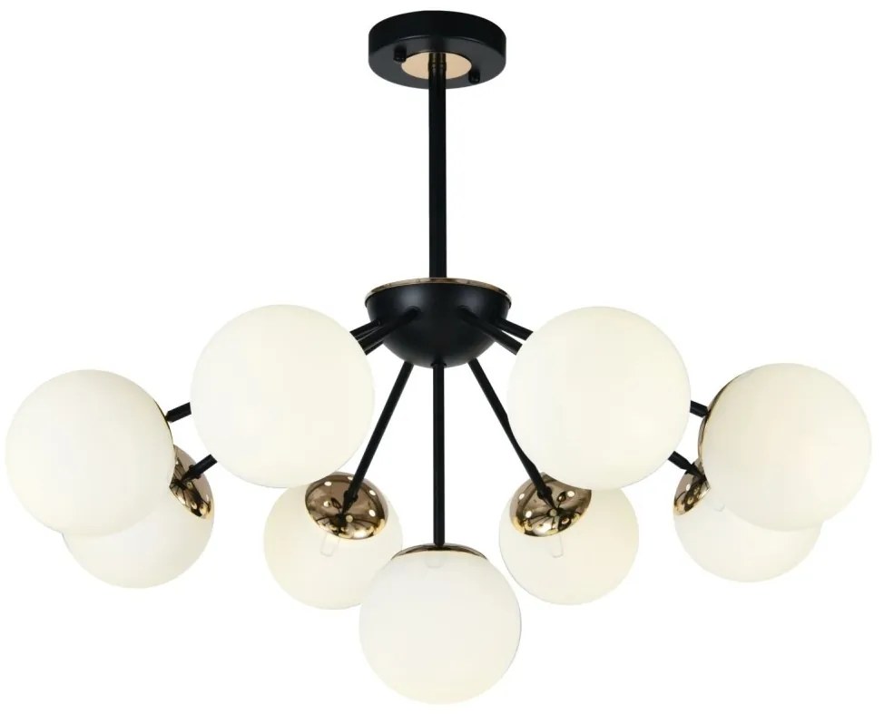 Lustra model N36368-9 – 9 x E27, abajururi elegante, finisaj negru
