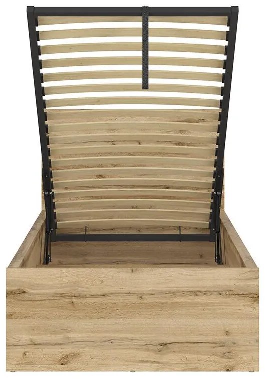 Pat de o persoană 90 cm Tetrix 15 (stejar wotan) (cu somieră) (cu sp. depozitare). Promo -31%. 1098501