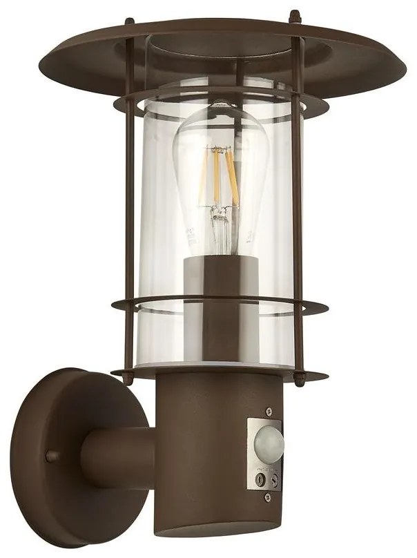 Aplica de perete exterior cu senzor de miscare IP44 Edgeware maro rustic