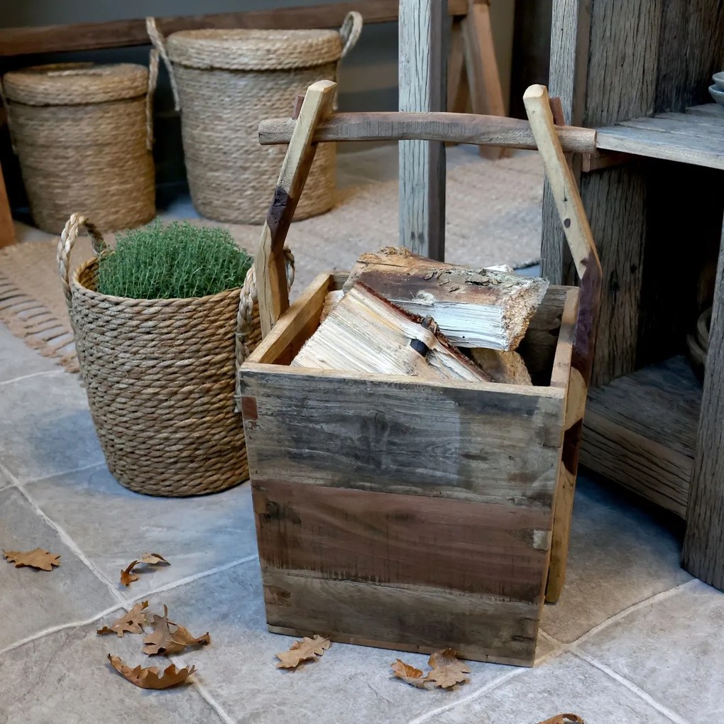 Cos cu maner, din lemn reciclat, Grimaud
