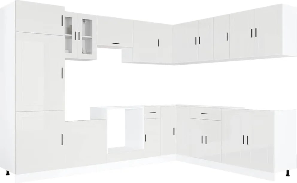 vidaXL Set dulap de bucătărie 14 piese „Porto” alb lucios Lemn