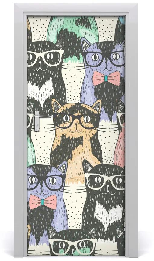 Autocolante pentru usi pisici ochelari