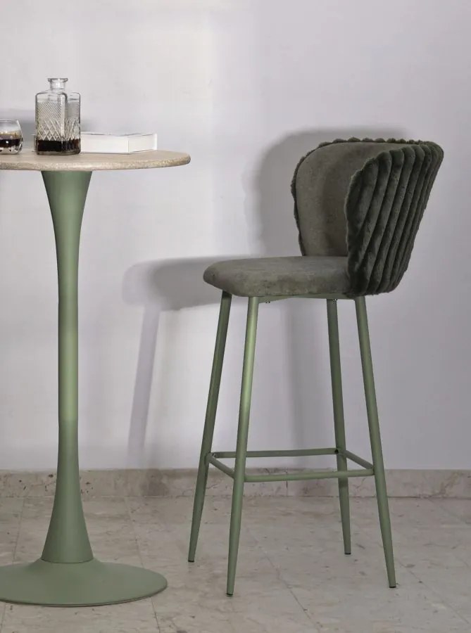 Mauro Ferretti Scaun De Bar Alaska -B- Verde Set 2 Bucăți Cm 55X58X106 (Înălțime Șezut Cm 77) | Aosom Romania