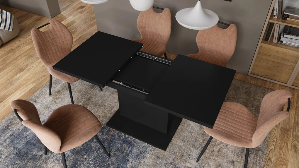 Mazzoni ASTON MINI Negru Mat - MĂSUȚĂ DE CAFEA MODERNĂ EXTENSIBILĂ REGLABILĂ PE ÎNĂLȚIME MASĂ TRANSFORMABILĂ