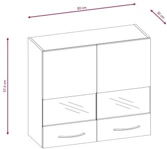 Mobilă de bucătărie VALERIA 240 cm, stejar sonoma/maro