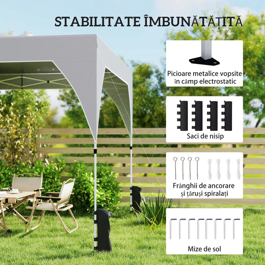 Outsunny Pavilion 3x3m Pliabil, Montaj Ușor cu Buton, UPF 50+ Protecție | Aosom Romania