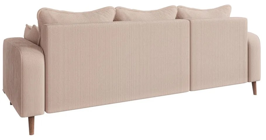 Colțar bej cu tapițerie din catifea reiată (cu colț pe partea stângă ) Beata – Ropez