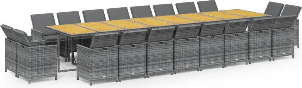 vidaXL Set mobilier de grădină cu perne, 21 piese, gri, poliratan