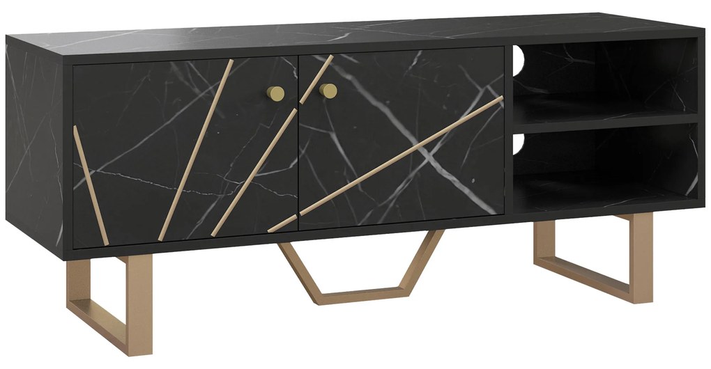 HOMCOM Suport TV banc TV pentru televizor până la 50 de inchi cu dulap, raft reglabil și trecere cablu, negru | Aosom Romania