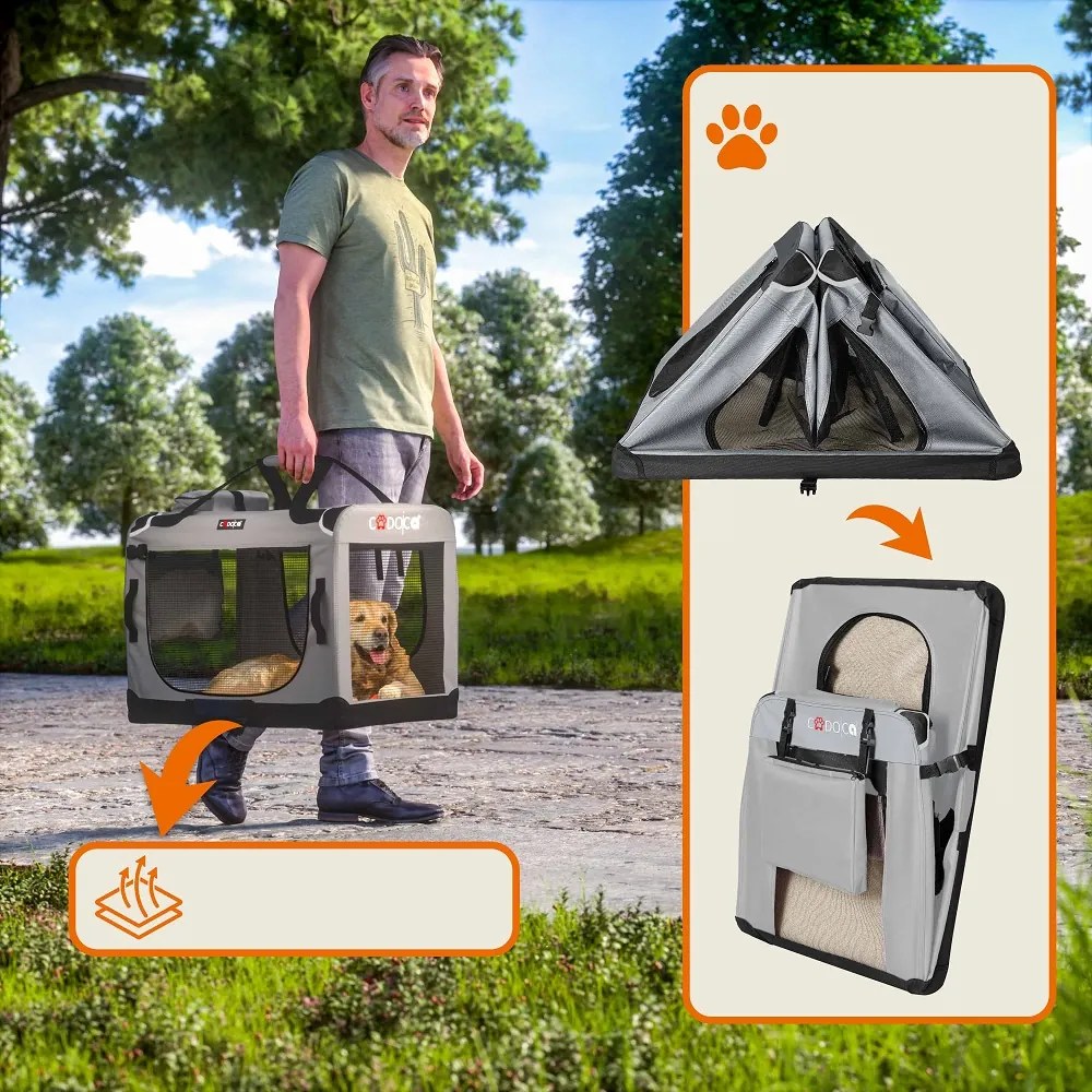 Geantă de transport pentru câini și pisici ELI, 70x52x52cm, gri Cadoca