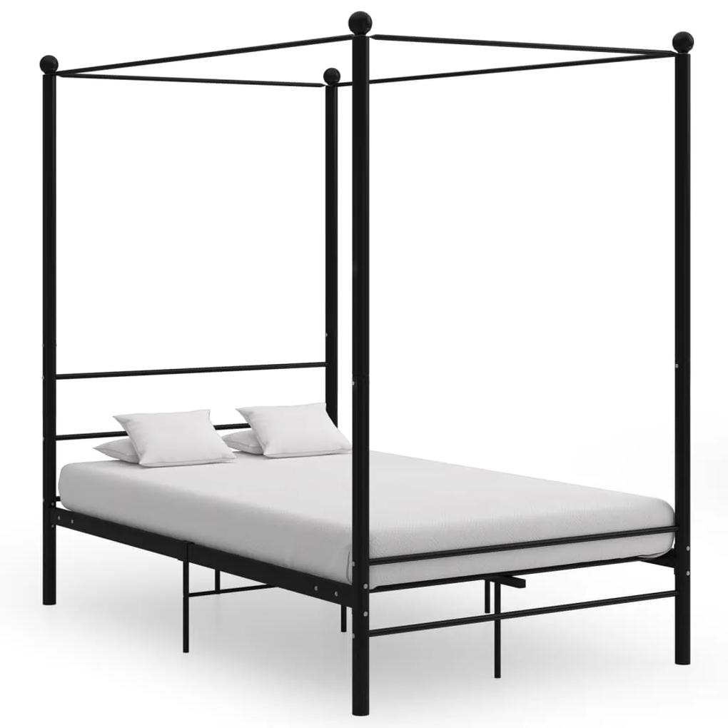 325060 vidaXL Cadru de pat cu baldachin, negru, 140x200 cm, metal