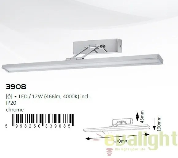 Aplica de perete reglabila LED pentru tablou, oglinda, L-57cm, Picture slim 3908 RX