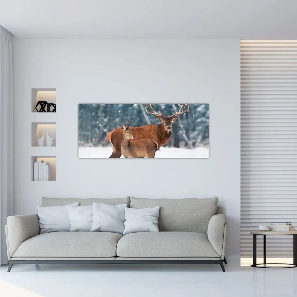 Tablou - Ceb și căprioare (120x50 cm)