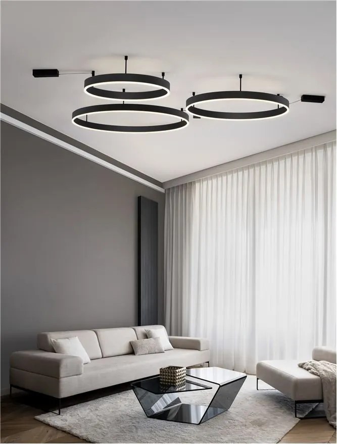 Lustra/Plafoniera LED dimabila design circular MOTIF Black 100cm