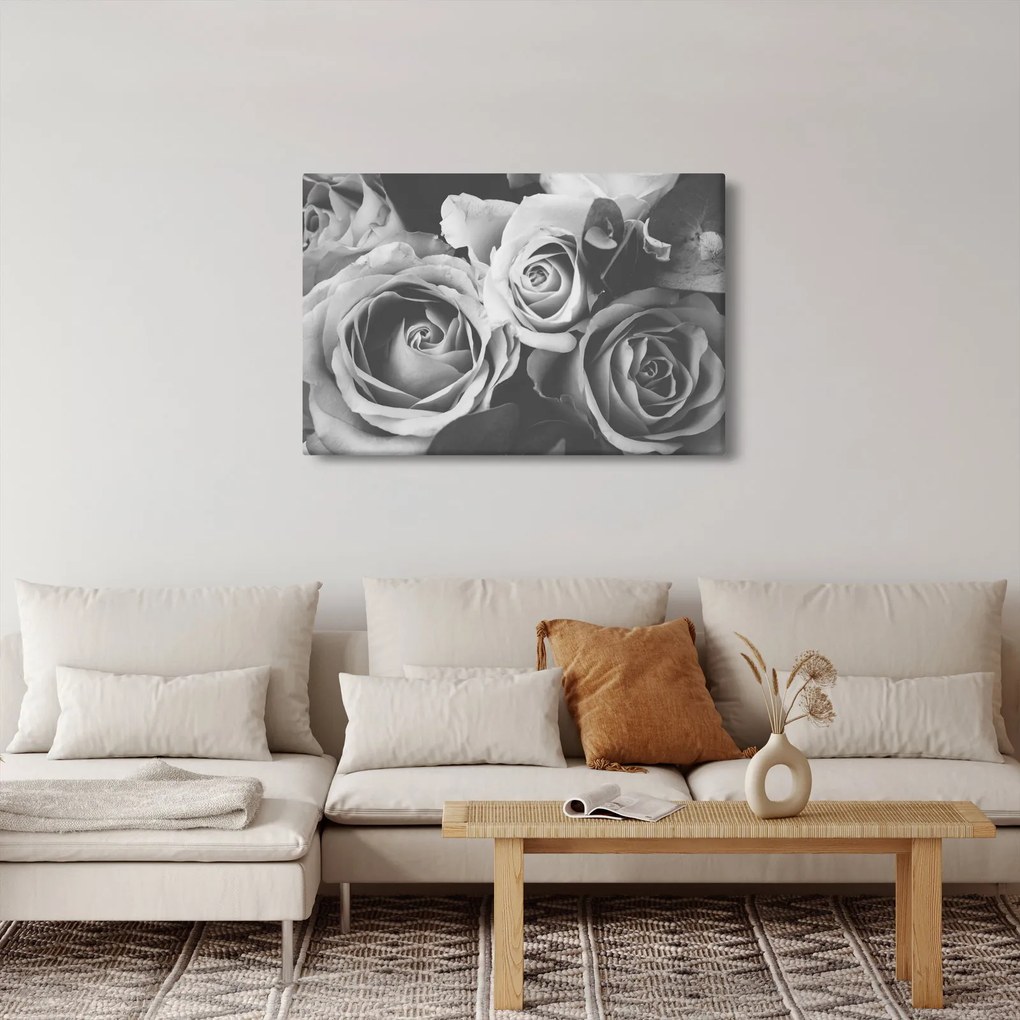 Tablou - Trandafir,alb-negru (90x60 cm)