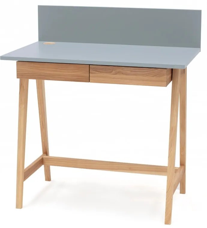 Birou cu bază din lemn de frasin Ragaba Luka, lungime 85 cm, gri