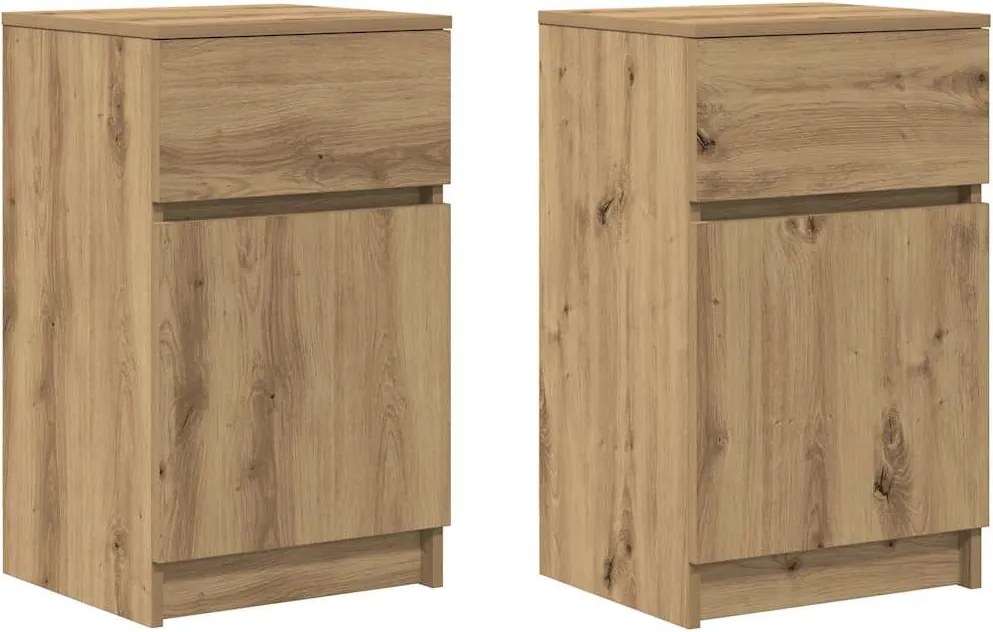 vidaXL Noptiere, 2 buc., stejar artizanal, 39x35x65 cm, lemn prelucrat